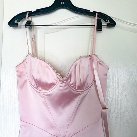 HOCB Dress Stefania Corset Maxi Satin Prom Date Soft Peach M FLAW - Picture 5 of 9